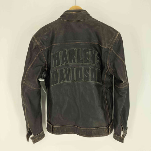 ハーレーダビッドソン HARLEY-DAVIDSON 10SS JAVA LEATHER JACKET ジャバ 純正 レザー ジャケット バックロゴ刺繍 シングルライダースジャケット メンズ import:S