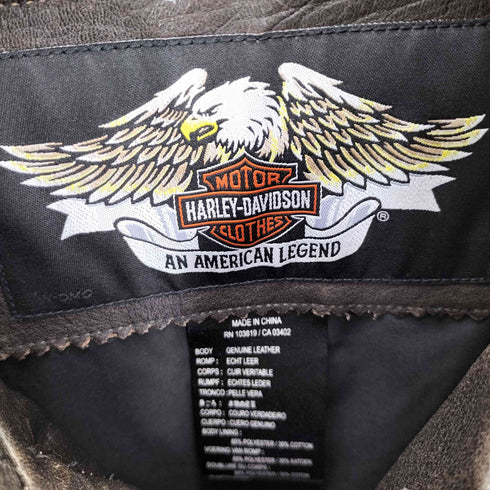 ハーレーダビッドソン HARLEY-DAVIDSON 10SS JAVA LEATHER JACKET ジャバ 純正 レザー ジャケット バックロゴ刺繍 シングルライダースジャケット メンズ import:S