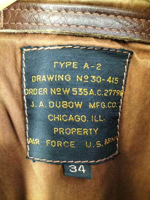 J.A.DUBOW TYPE A-2 フライトカウレザーフライトジャケット メンズ US:34