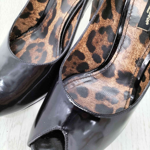 ドルチェアンドガッバーナ DOLCE&GABBANA パテントレザーレオパード柄パンプス レディース 37 1/2