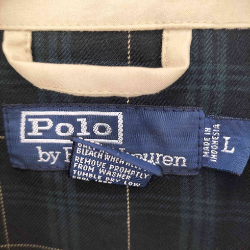 ポロバイラルフローレン Polo by RALPH LAUREN 90S インドネシア製 ポニー刺繍 裏地チェック スウィングトップ スタンドカラー ジャケット メンズ import:L