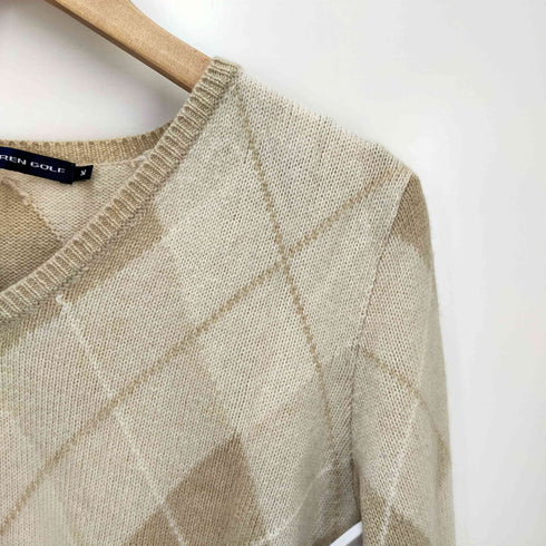 ラルフローレンゴルフ RALPH LAUREN GOLF カシミヤ混アーガイルVネックニット レディース JPN:M