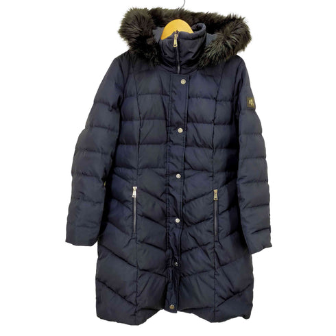 ローレンラルフローレン LAUREN RALPH LAUREN ロゴパッチ フェイクファーフーデットダウンコート レディース JPN:M