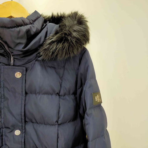 ローレンラルフローレン LAUREN RALPH LAUREN ロゴパッチ フェイクファーフーデットダウンコート レディース JPN:M