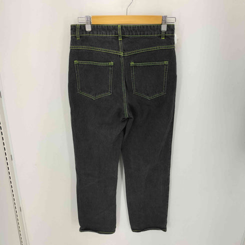 エイチアンドエム H&M ブラックデニムジャケット グリーンステッチ セットアップ レディース US 8