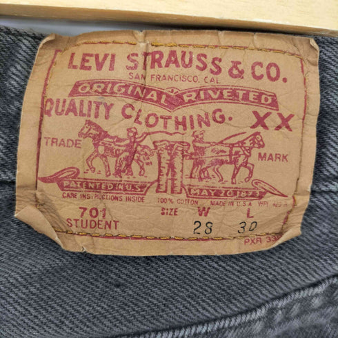 リーバイス Levis USA製 92年製 701 STUDENT 後染めブラック メンズ W28/L30