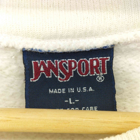 ジャンスポーツ JanSport 80-90s USA製 カレッジロゴクルーネックスウェット 3段デザイン メンズ L