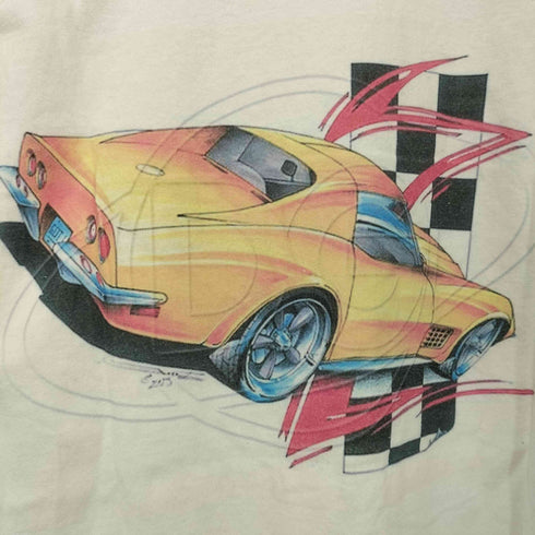 旧車プリントクルーネックTシャツ メンズ