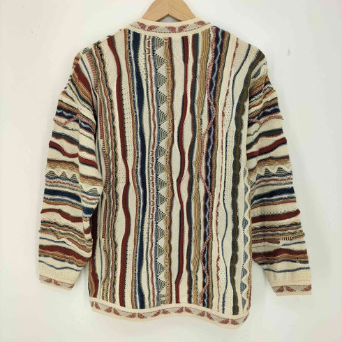 Purely Australian 90s オーストラリア製 PURE NEW WOOL 総柄 ウール3Dニットカーディガン レディース import:S