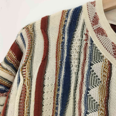 Purely Australian 90s オーストラリア製 PURE NEW WOOL 総柄 ウール3Dニットカーディガン レディース import:S
