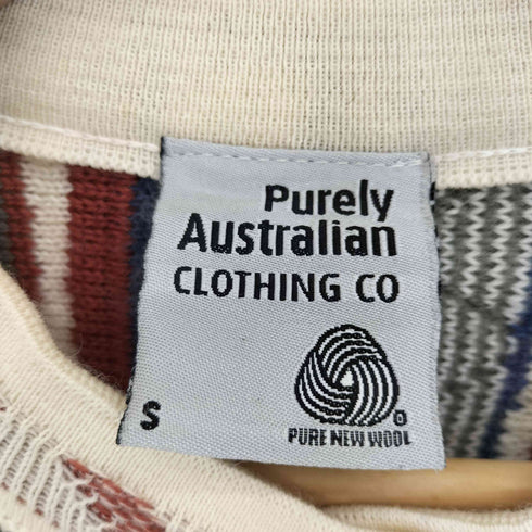 Purely Australian 90s オーストラリア製 PURE NEW WOOL 総柄 ウール3Dニットカーディガン レディース import:S