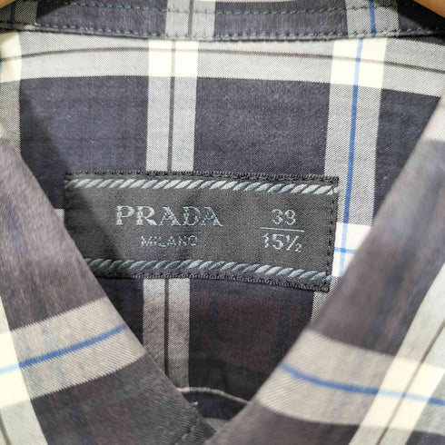 プラダ PRADA ボタンダウン 半袖 チェックシャツ メンズ 39