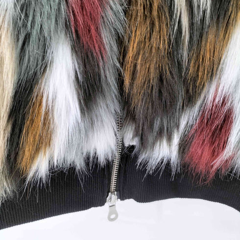 ノーアイディーブラック NO ID.BLACK 19AW MIXフェイクファーフーデッドBLZ シャギー ブルゾン メンズ ONE SIZE