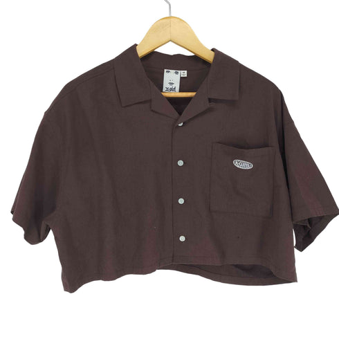エックスガール X-girl 24SS WORLD LOGO OPEN COLLAR CROPPED SHIRT レディース JPN:M