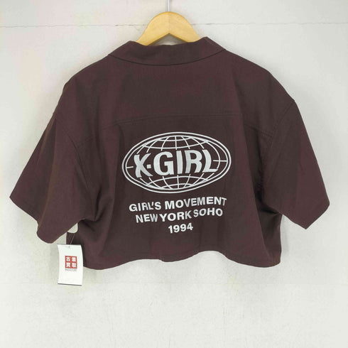エックスガール X-girl 24SS WORLD LOGO OPEN COLLAR CROPPED SHIRT レディース JPN:M