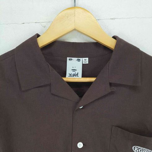 エックスガール X-girl 24SS WORLD LOGO OPEN COLLAR CROPPED SHIRT レディース JPN:M