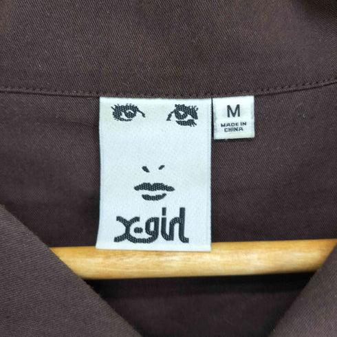 エックスガール X-girl 24SS WORLD LOGO OPEN COLLAR CROPPED SHIRT レディース JPN:M