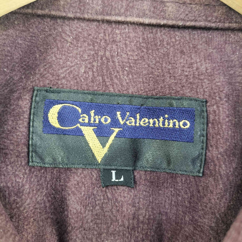 Calro Valentino 片ポケ 刺繍ロゴ フェイクスウェードシャツ メンズ import:L