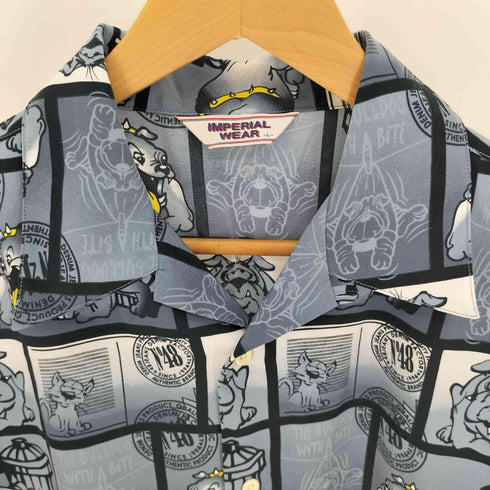 IMPERIAL WEAR 犬 ブルドック 総柄 開襟オープンカラー シャツ メンズ import:L