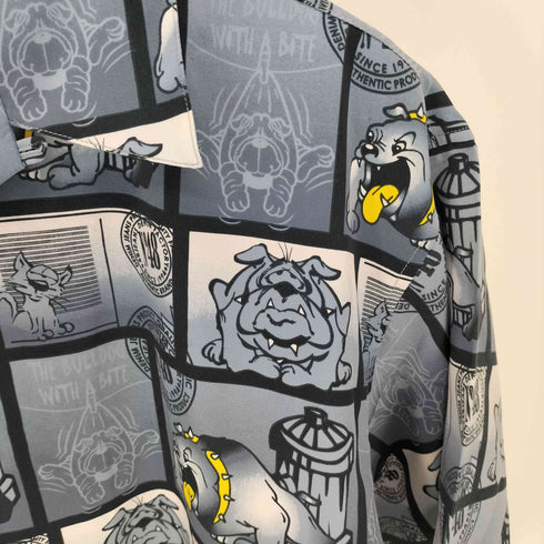 IMPERIAL WEAR 犬 ブルドック 総柄 開襟オープンカラー シャツ メンズ import:L