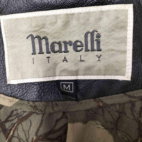 Marelli 裏地絵画 乗馬 羊革 シープ 比翼 ジップアップ レザージャケット メンズ import:M