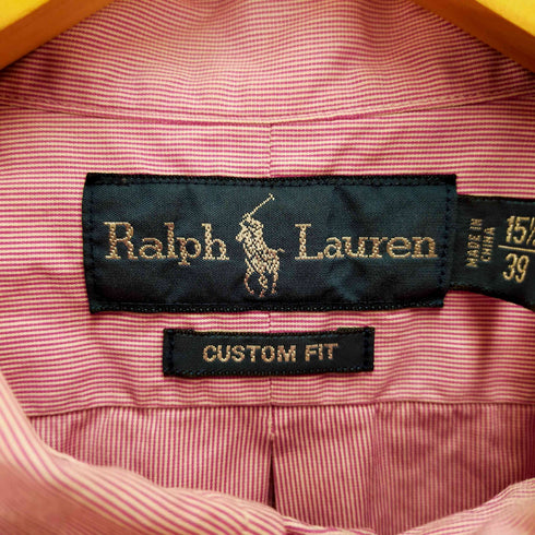 ラルフローレン RALPH LAUREN ポニー刺繍ストライプ柄ボタンダウンシャツ メンズ 15 1/2