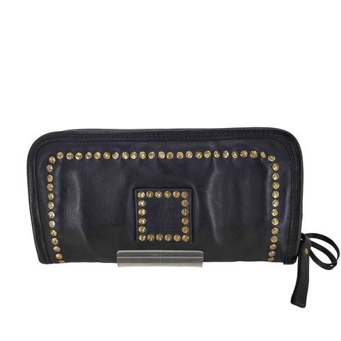 カンポマッジ campomaggi Purse in black leather with rivets メンズ