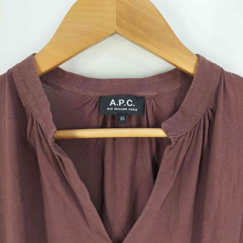 アーペーセー A.P.C. ギャザー サイドスリット Vネックスキッパーカットソー レディース import:XS