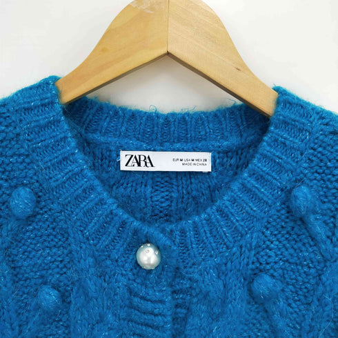 ザラ ZARA パールボタンニットカーディガン レディース M