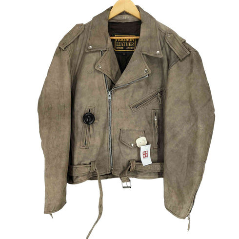 HUDSON LEATHER サイドレースアップカウレザーダブルライダース メンズ 56