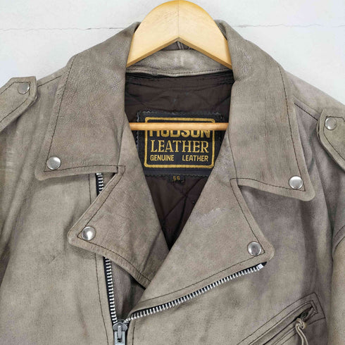 HUDSON LEATHER サイドレースアップカウレザーダブルライダース メンズ 56