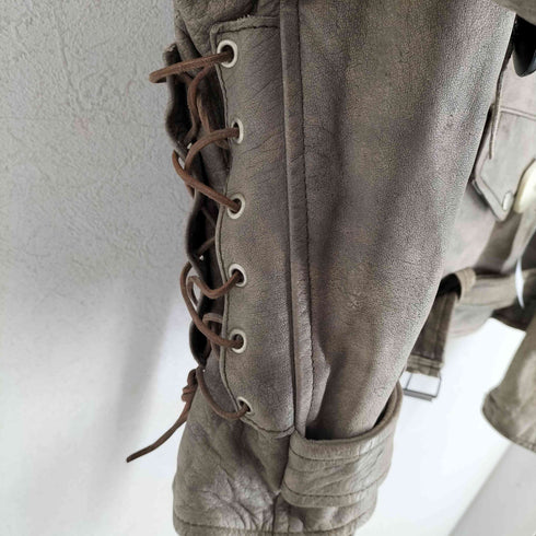 HUDSON LEATHER サイドレースアップカウレザーダブルライダース メンズ 56