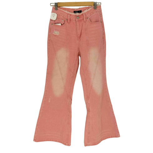 カットオフダメージデザインフレアデニムパンツ レディース JPN:M