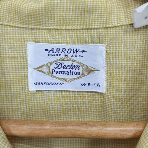 アロー ARROW 70~80s MADE IN USA 襟芯 開襟シャツ メンズ M