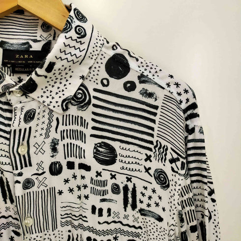 ザラ ZARA funky pattern shirt regular fit メンズ import:L