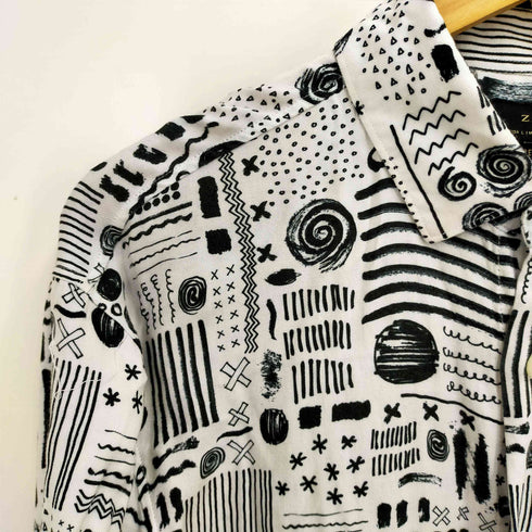 ザラ ZARA funky pattern shirt regular fit メンズ import:L