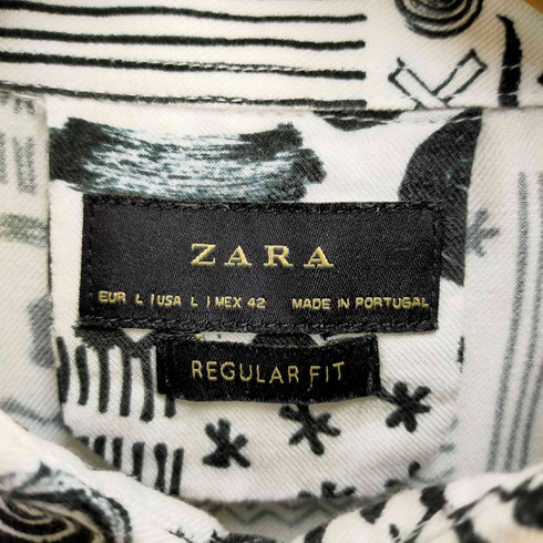ザラ ZARA funky pattern shirt regular fit メンズ import:L