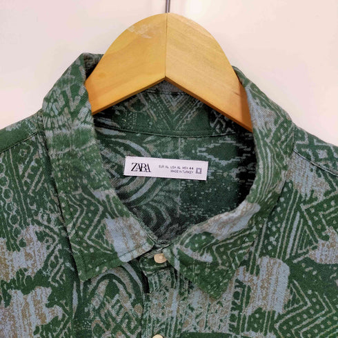 ザラ ZARA L/S総柄レーヨン混シャツ メンズ import:XL