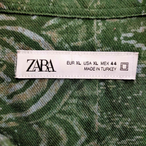ザラ ZARA L/S総柄レーヨン混シャツ メンズ import:XL