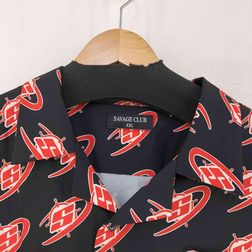 SAVAGE CLUB ロゴ総柄 オープンカラー S/S シャツ メンズ JPN:XXL
