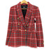 ザラ ZARA 金ボタン ツイード チェック ダブルブレスト テーラードジャケット レディース import:M