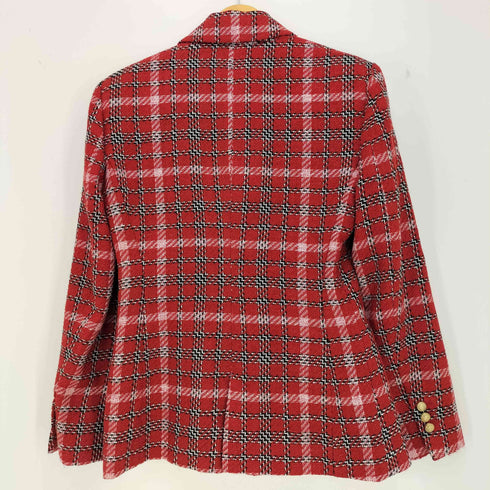 ザラ ZARA 金ボタン ツイード チェック ダブルブレスト テーラードジャケット レディース import:M