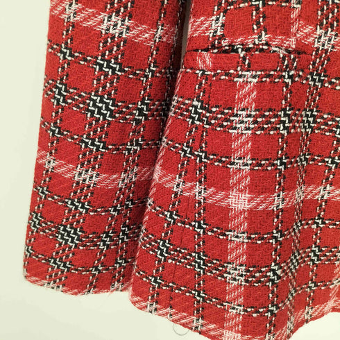 ザラ ZARA 金ボタン ツイード チェック ダブルブレスト テーラードジャケット レディース import:M