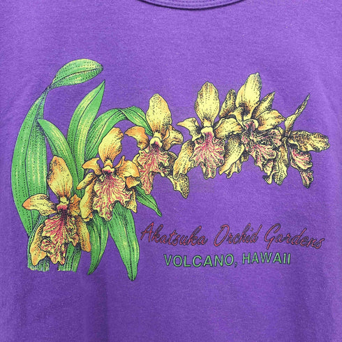 90S anvilボディ 花柄 企業プリント Uネック S/S Tシャツ レディース import:S