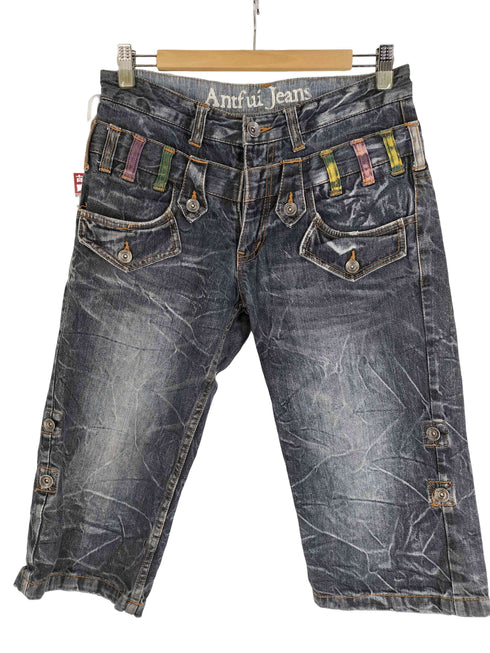 ANTFUI JEANS 再構築 ダブルベルトループ グランジデニムショーツ Y2K メンズ 79