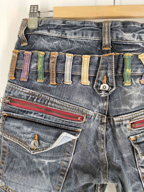 ANTFUI JEANS 再構築 ダブルベルトループ グランジデニムショーツ Y2K メンズ 79