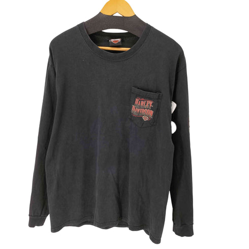 ハーレーダビッドソン HARLEY-DAVIDSON フロントポケットプリントデザイン L/S Tシャツ ©2010 メンズ