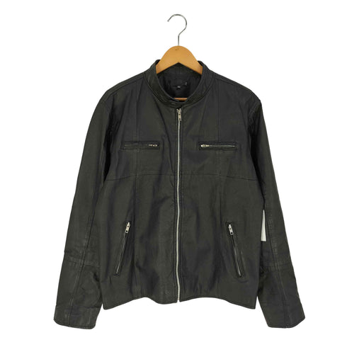 玉縁ポケット レザー シングル ライダースジャケット メンズ JPN:XL