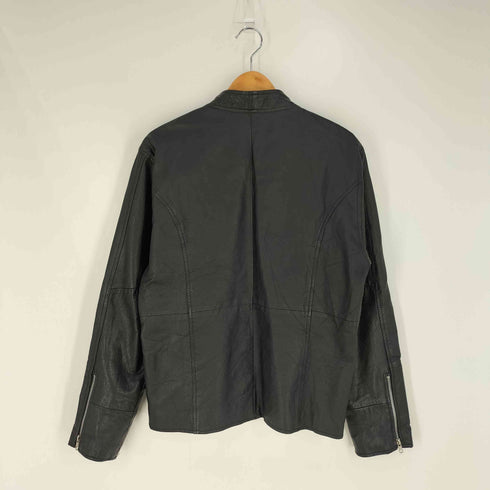 玉縁ポケット レザー シングル ライダースジャケット メンズ JPN:XL