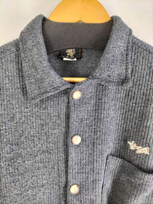 YAGA 80-90s USA製 ロゴ刺繍 リブニットシャツカーディガン メンズ import:M